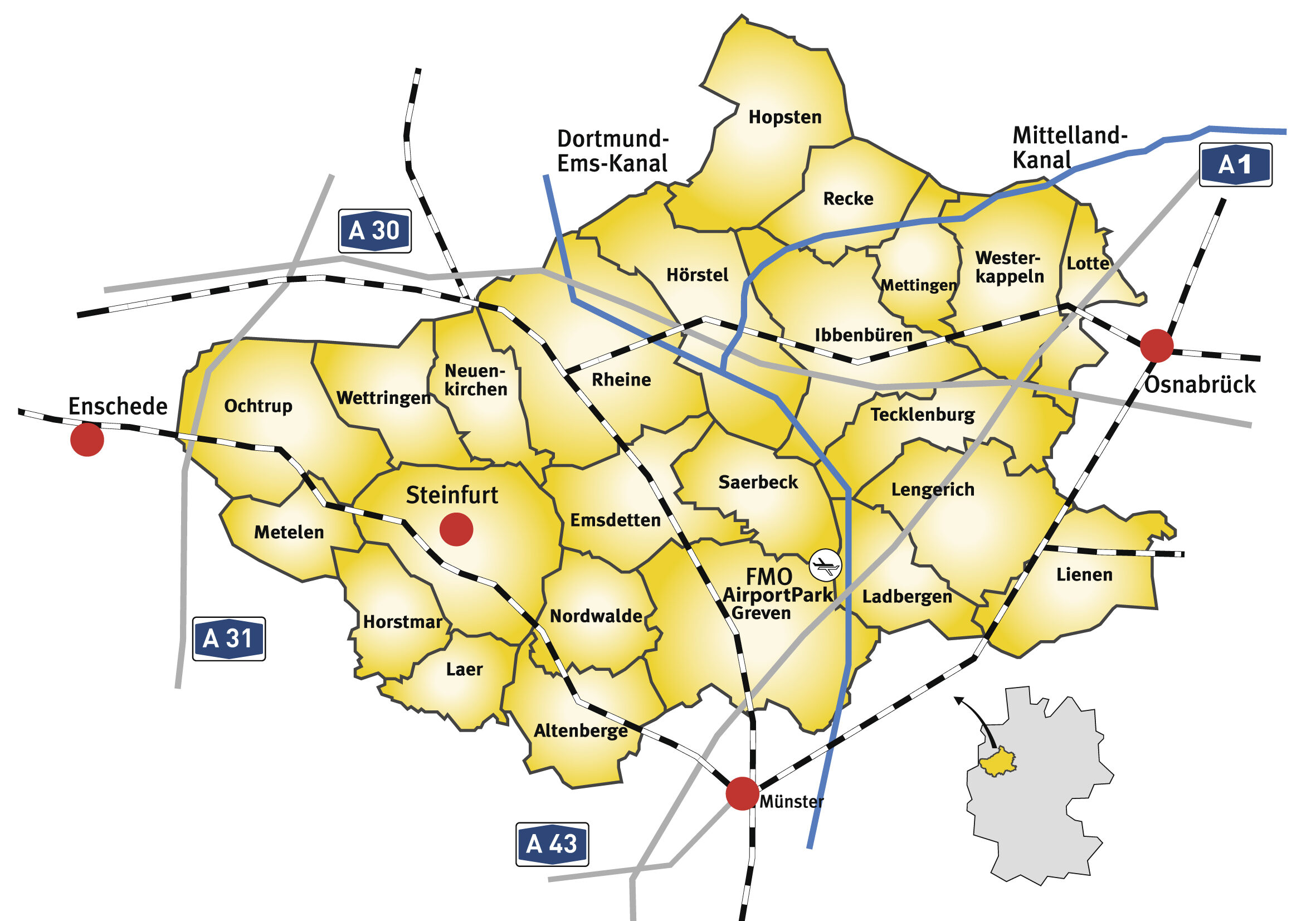 Kreiskarte Steinfurt